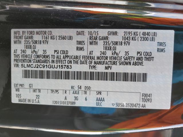 5LMCJ2C91GUJ15783 - 2016 LINCOLN MKC SELECT 黑色 照片 12