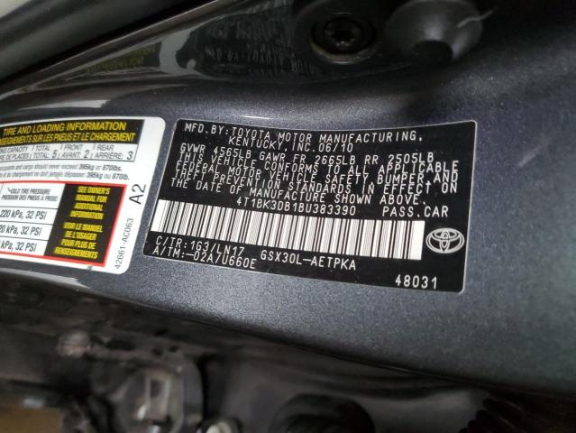 4T1BK3DB1BU383390 - 2011 TOYOTA AVALON BASE 石墨色 照片 12