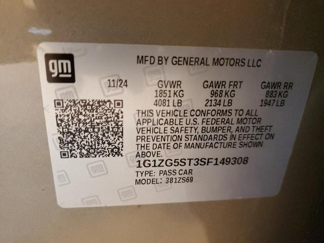 1G1ZG5ST3SF149308 - 2025 CHEVROLET MALIBU RS 棕色 照片 13