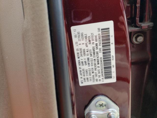 JH4CW2H52CC004639 - 2012 ACURA TSX MAROON photo 12