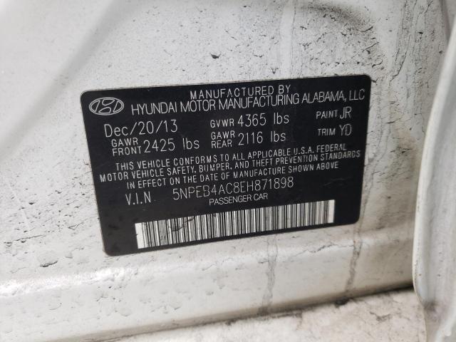 5NPEB4AC8EH871898 - 2014 HYUNDAI SONATA GLS WHITE photo 12