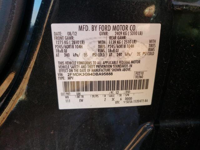 2FMDK3G94DBA95888 - 2013 FORD EDGE SE BLACK photo 12