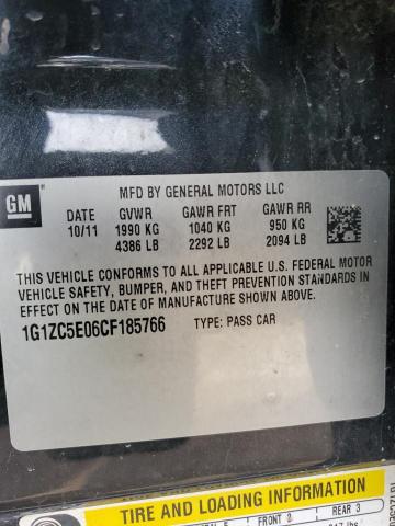 1G1ZC5E06CF185766 - 2012 CHEVROLET MALIBU 1LT BLACK photo 12