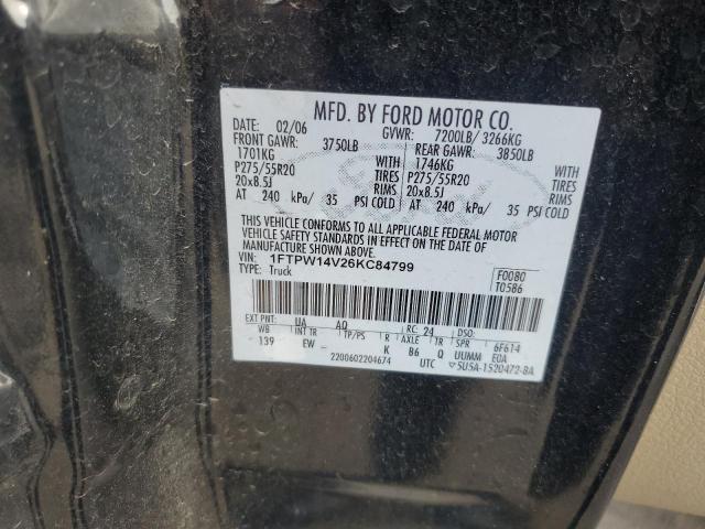 1FTPW14V26KC84799 - 2006 FORD F150 SUPERCREW BLACK photo 12