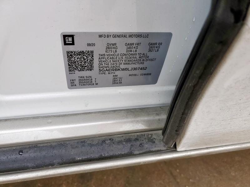 5GAERBKW0LJ307452 - 2020 BUICK ENCLAVE ESSENCE თეთრი ფოტო 14