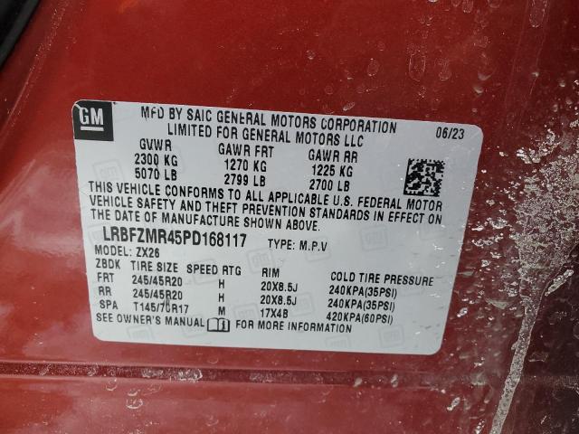 LRBFZMR45PD168117 - 2023 BUICK ENVISION PREFERRED წითელი ფოტო 13