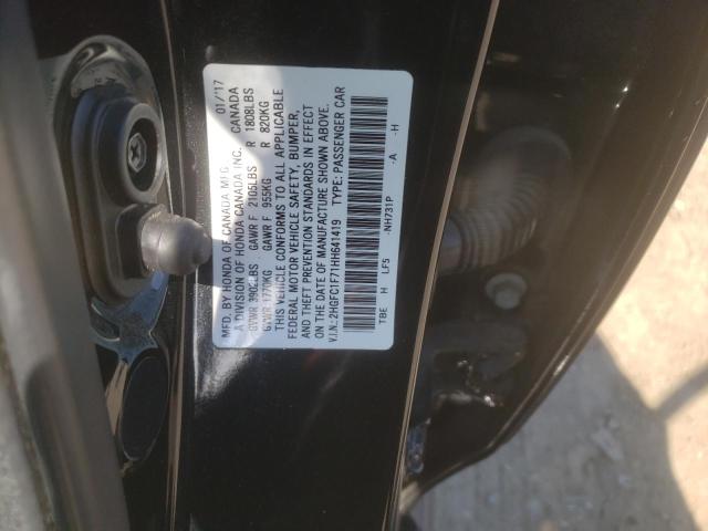 2HGFC1F71HH641419 - 2017 HONDA CIVIC EXL BLACK photo 12