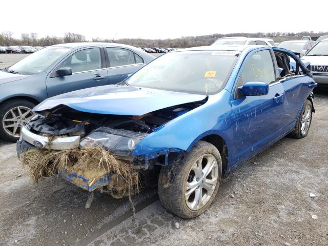 3FAHP0HGXCR255443 - 2012 FORD FUSION SE BLUE photo 2