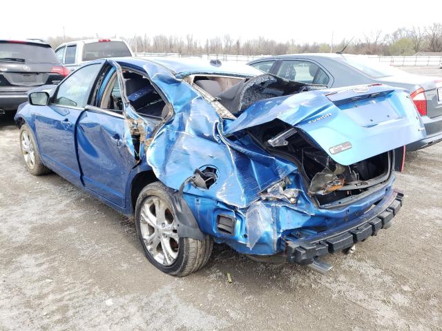 3FAHP0HGXCR255443 - 2012 FORD FUSION SE BLUE photo 3