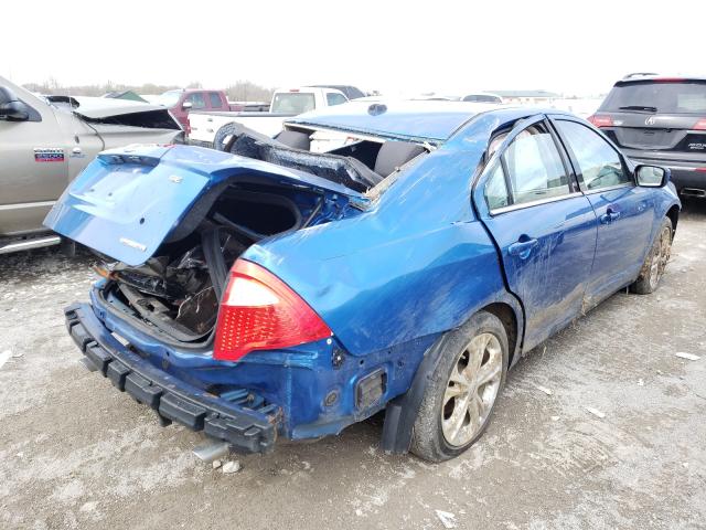 3FAHP0HGXCR255443 - 2012 FORD FUSION SE BLUE photo 4