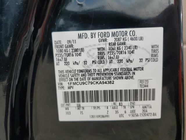 1FMCU9C79CKA94382 - 2012 FORD ESCAPE XLS BLACK photo 12