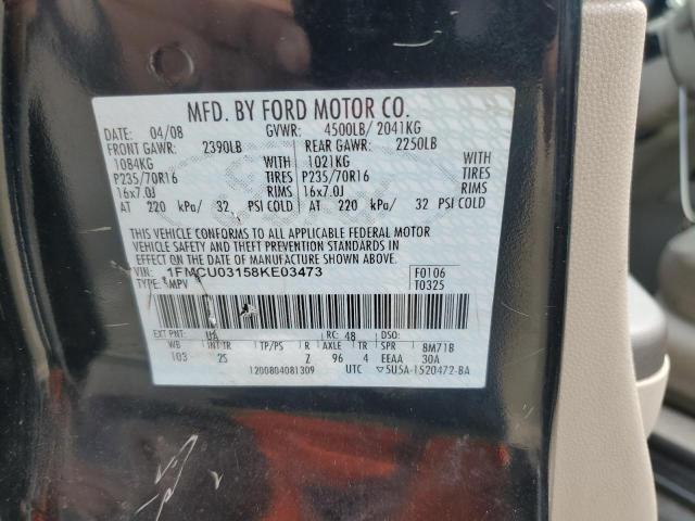 1FMCU03158KE03473 - 2008 FORD ESCAPE XLT BLACK photo 14