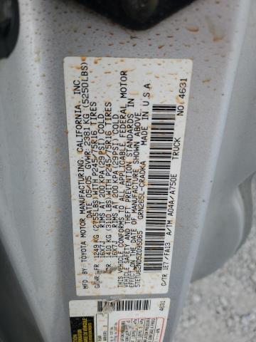 5TETU62N05Z095065 - 2005 TOYOTA TACOMA PRERUNNER ACCESS CAB SILVER photo 12