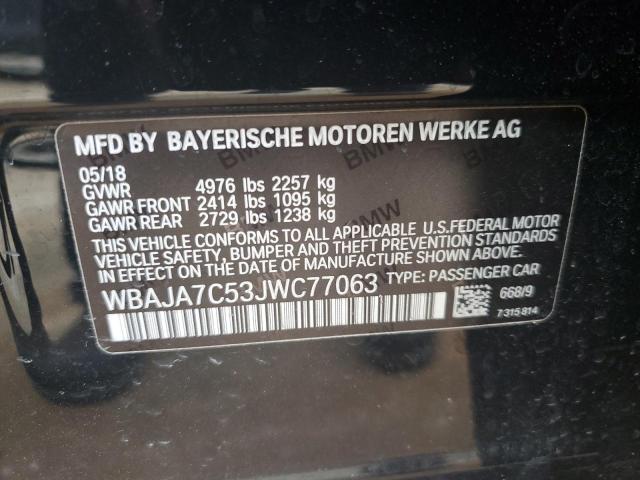 WBAJA7C53JWC77063 - 2018 BMW 530 XI BLACK photo 12