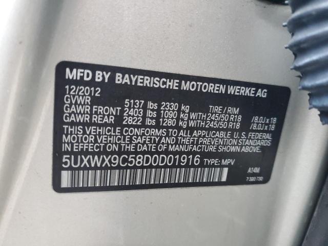 5UXWX9C58D0D01916 - 2013 BMW X3 XDRIVE28I SILVER photo 12