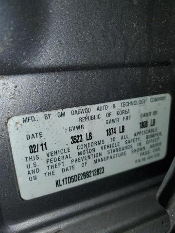 KL1TD5DE2BB212823 - 2011 CHEVROLET AVEO LS 灰色 照片 12