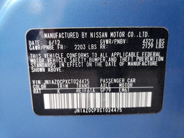 JN1AZ0CPXCT024475 - 2012 NISSAN LEAF SV BLUE photo 12