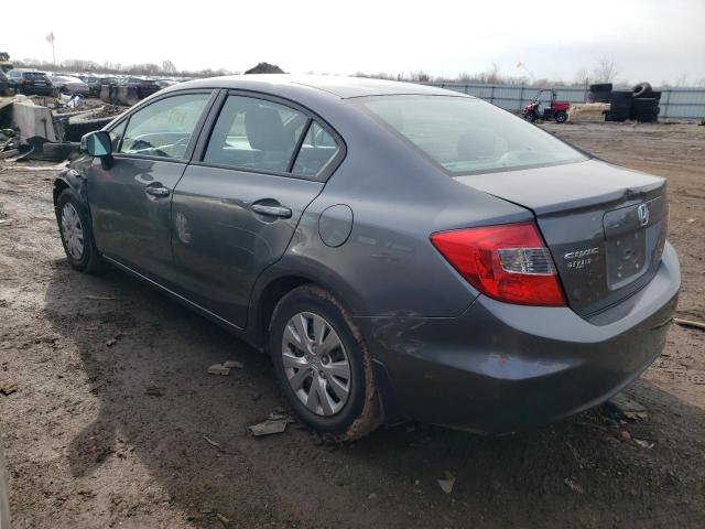 19XFB2F57CE103592 - 2012 HONDA CIVIC LX GRAY photo 2