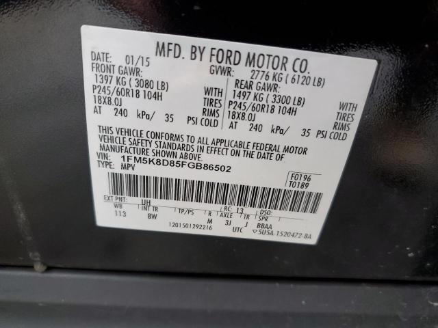 1FM5K8D85FGB86502 - 2015 FORD EXPLORER XLT BLACK photo 12