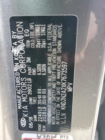 KNDJN2A2XK7673597 - 2019 KIA SOUL GRAY photo 12