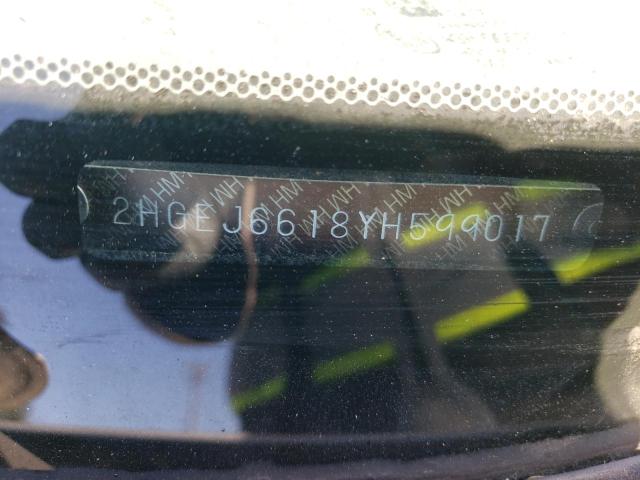 2HGEJ6618YH599017 - 2000 HONDA CIVIC BASE 银色 照片 12