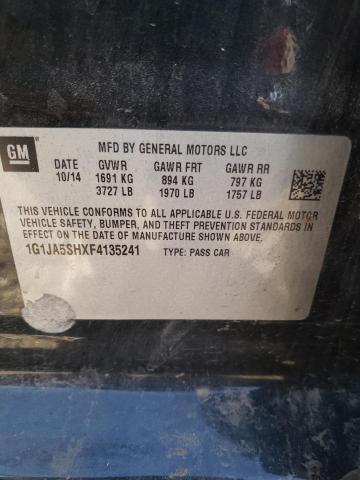 1G1JA5SHXF4135241 - 2015 CHEVROLET SONIC LS BLACK photo 12