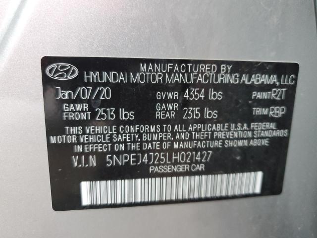 5NPEJ4J25LH021427 - 2020 HYUNDAI SONATA SEL PLUS SILVER photo 12