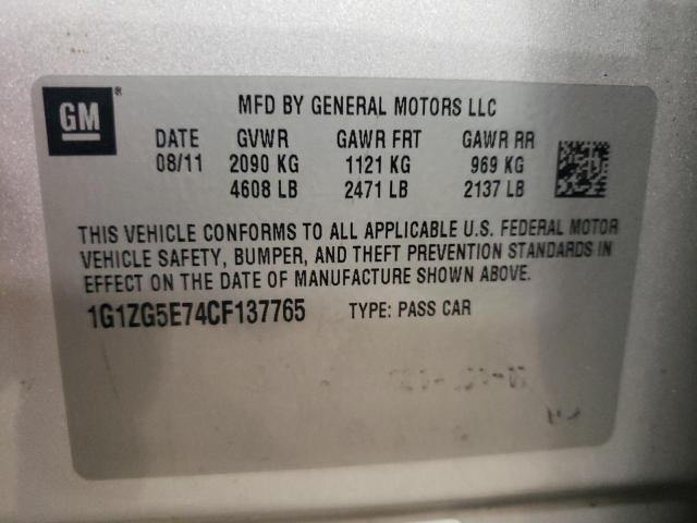 1G1ZG5E74CF137765 - 2012 CHEVROLET MALIBU LTZ ვერცხლისფერი ფოტო 13