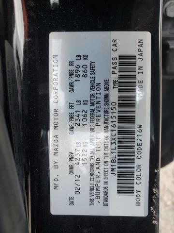 JM1BL1L3XC1615150 - 2012 MAZDA SPEED 3 შავი ფოტო 13