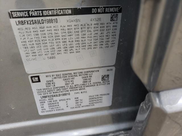 LRBFX2SA9LD198810 - 2020 BUICK ENVISION ESSENCE Մոխրագույն լուսանկար 14