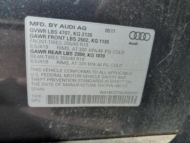 WA1BCCFS6JR005561 - 2018 AUDI Q3 PREMIUM GRAY photo 13