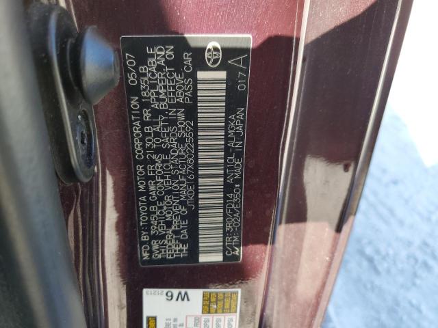 JTKDE167X80225592 - 2008 TOYOTA SCION TC BURGUNDY photo 12