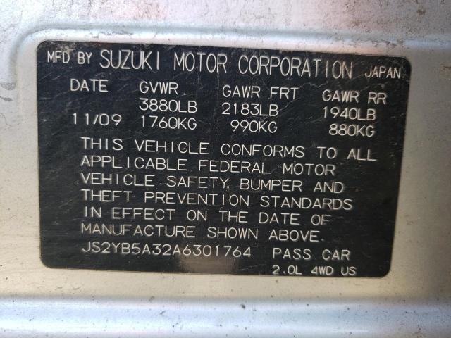 JS2YB5A32A6301764 - 2010 SUZUKI SX4 SILVER photo 13