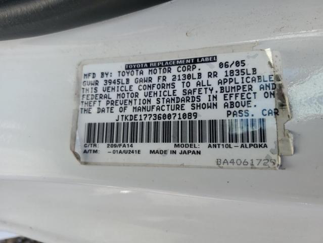 JTKDE177360071089 - 2006 TOYOTA SCION TC WHITE photo 13