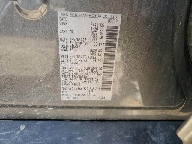 5N1AT2MV8KC823821 - 2019 NISSAN ROGUE S GRAY photo 13