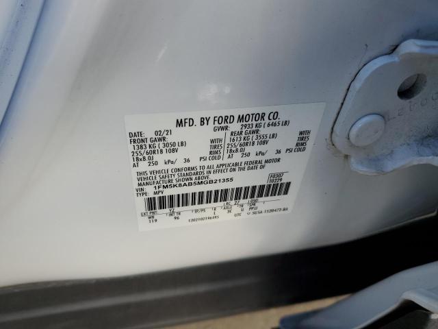 1FM5K8AB5MGB21355 - 2021 FORD EXPLORER POLICE INTERCEPTOR თეთრი ფოტო 12