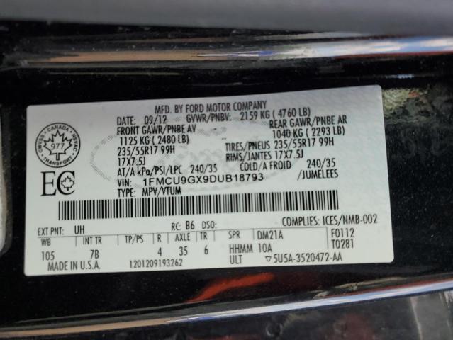 1FMCU9GX9DUB18793 - 2013 FORD ESCAPE SE BLACK photo 13