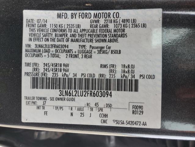 3LN6L2LU2FR603094 - 2015 LINCOLN MKZ HYBRID CHARCOAL photo 13