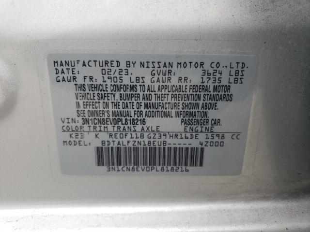 3N1CN8EV0PL818216 - 2023 NISSAN VERSA SV SILVER photo 12