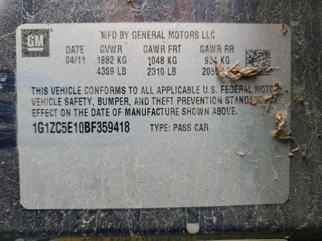1G1ZC5E10BF359418 - 2011 CHEVROLET MALIBU 1LT BLUE photo 12