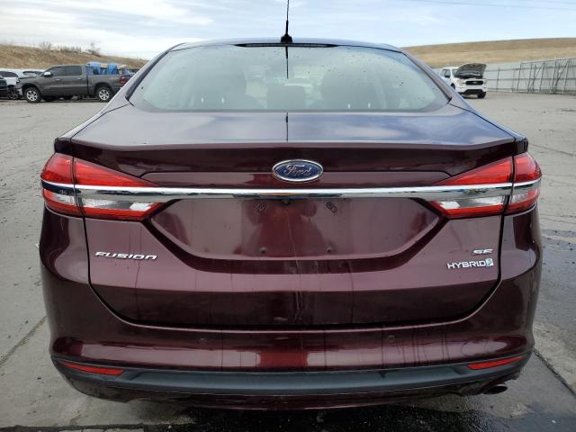 3FA6P0LU3HR195596 - 2017 FORD FUSION SE HYBRID MAROON photo 6