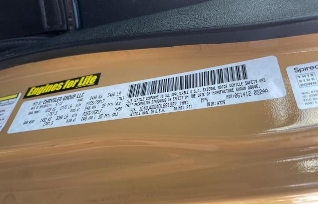 1C4BJWDG4DL691327 - 2013 JEEP WRANGLER U SPORT ყვითელი ფოტო 10