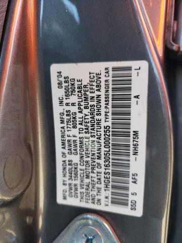 1HGES16305L000255 - 2005 HONDA CIVIC DX VP SILVER photo 12