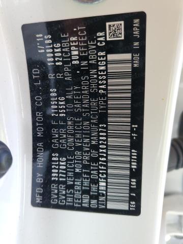 JHMFC1F76JX028873 - 2018 HONDA CIVIC EXL თეთრი ფოტო 12