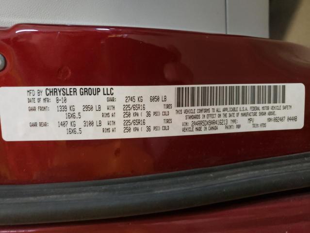 2A4RR5DX9AR416213 - 2010 CHRYSLER TOWN & COU TOURING წითელი ფოტო 14