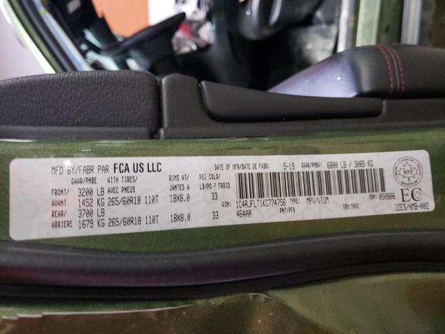 1C4RJFLT1KC774756 - 2019 JEEP GRAND CHER TRAILHAWK 绿色 照片 14