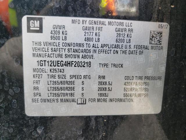 1GT12UEG4HF203218 - 2017 GMC SIERRA K2500 DENALI BLACK photo 13