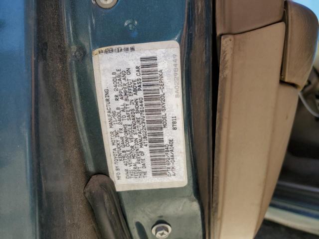 4T1BG22K3VU761440 - 1997 TOYOTA CAMRY CE GREEN photo 12