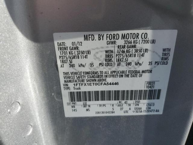 1FTFX1ET0CFA54446 - 2012 FORD F150 SUPER CAB SILVER photo 14