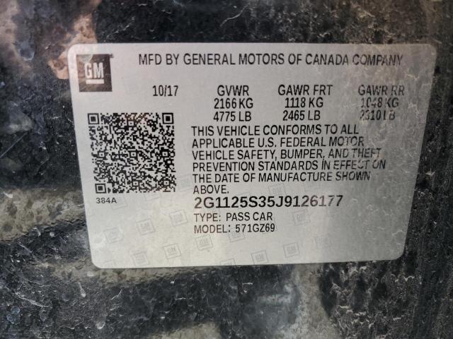 2G1125S35J9126177 - 2018 CHEVROLET IMPALA PREMIER BLACK photo 12